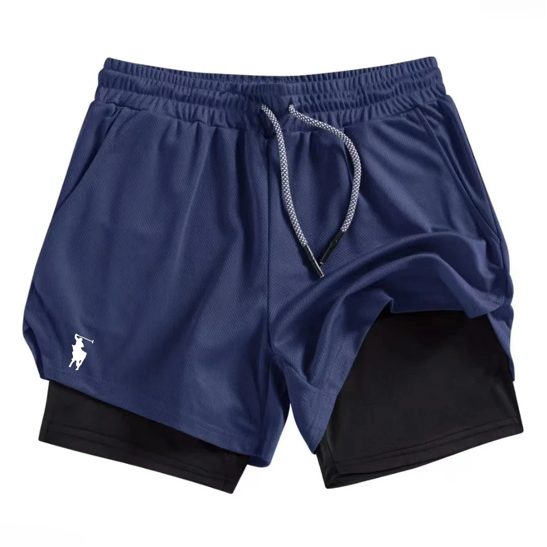 Men's fashionable and trendy high-quality summer shorts double-layer sports shorts suitable for gym training and running