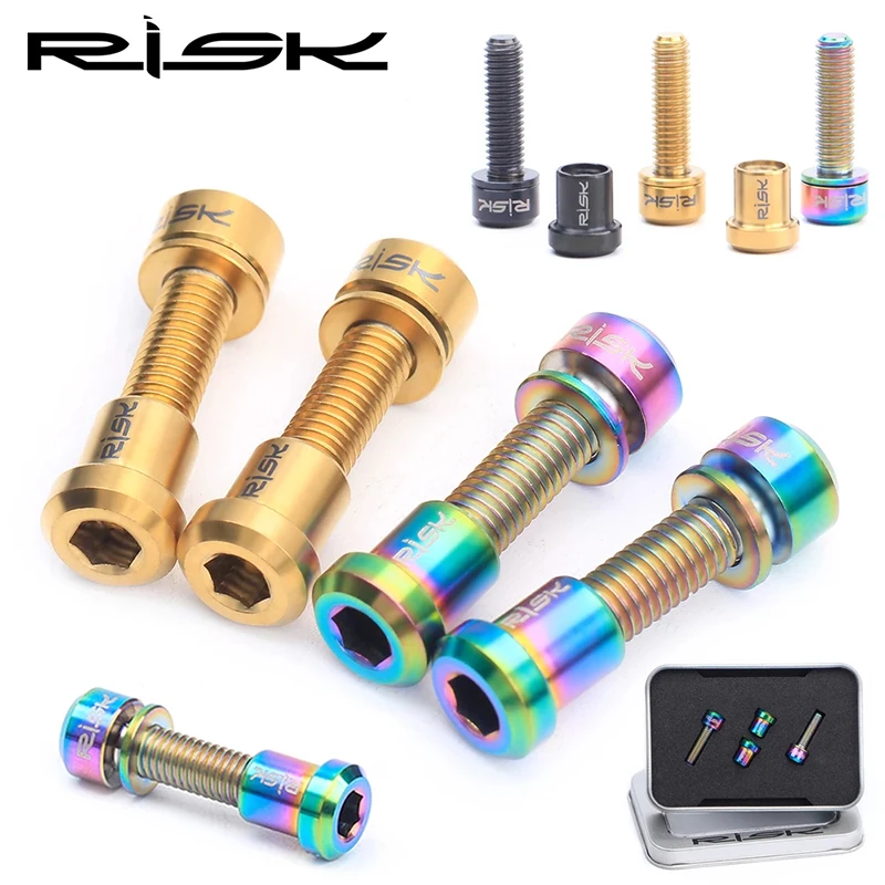 Risk M5 18mm 20mm Carbon Stem Screw Mtb Bicycle Titanium Bolts Road Bike Handlebar Table Bridge Screw Power Riser Pipe Fixed Nut