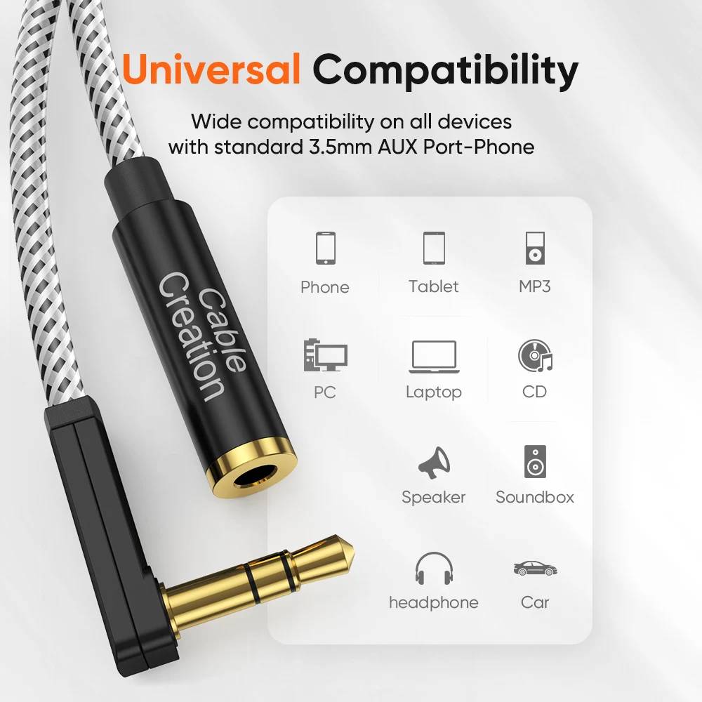 CableCreation 3.5mm TRS Jack  Audio Extension Headphone Aux Cable Male to Female for Car earphone Huawei P20 Xiaomi Redmi 5 Plus