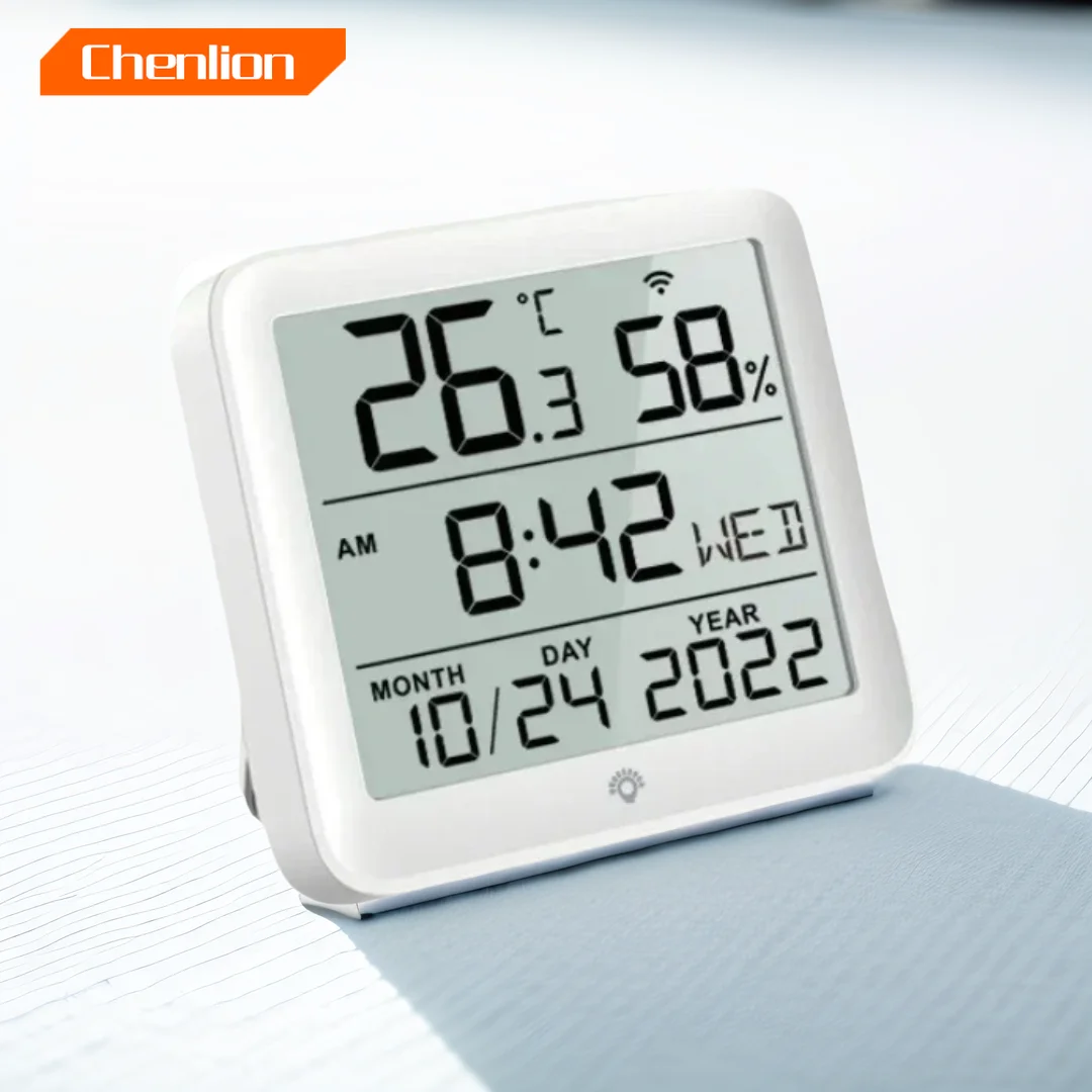 Digital Tuya WIFI Time Clock Date Thermometer Hygrometer Backlight Temperature and Humidity Sensor Display