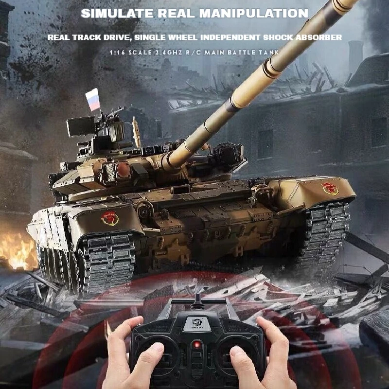Henglong RC Tank 3938 Russian T90 Main Station Tank 1:16 Metal Tracked Military Electric Model Bullet Shooting Toy Children Gift