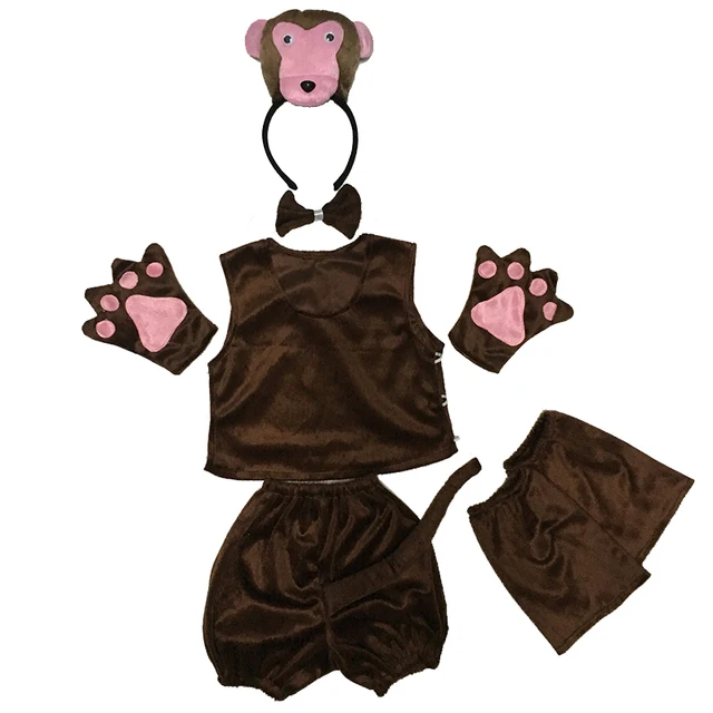 Disfraz De Mono Con Diadema Y Cola Para Niño O Niña – Cómodo, Transpirable Y Para Todas Las Edades