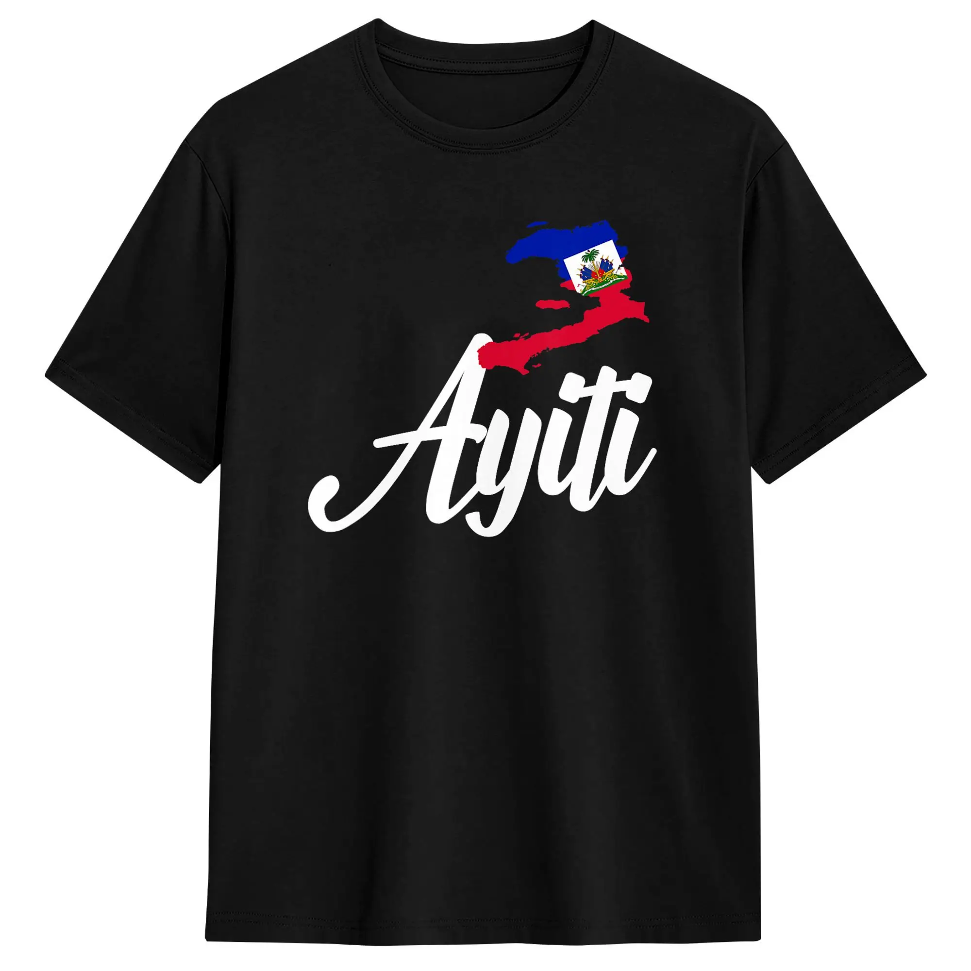 Haitian Flag Day ARt Design T Shirt Summer  Fashion T-Shirts Men's Cotton O Neck Plus Size Tees Short Sleeve Classic Tops