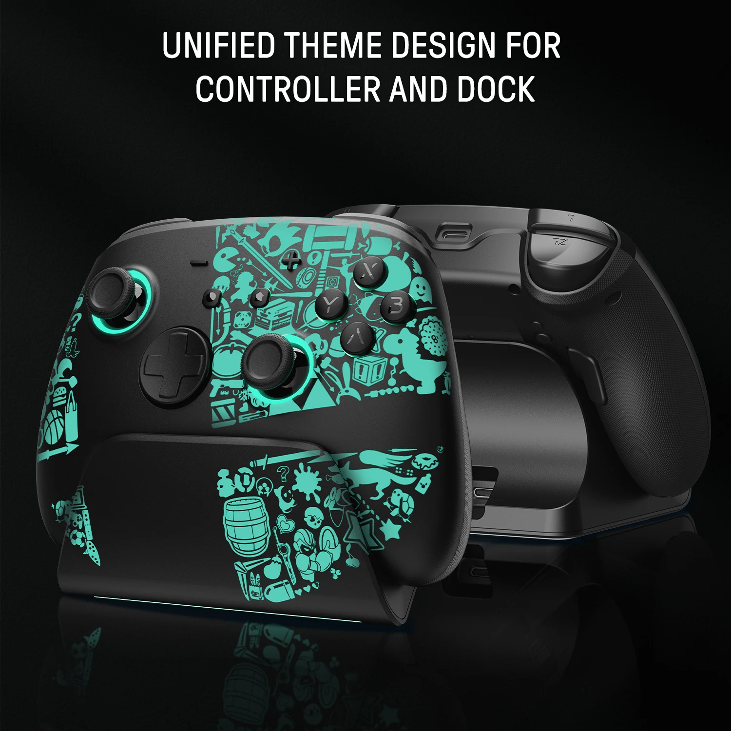 

FUNLAB Hall Joystick Wireless Bluetooth Pro Controller For Nintendo Switch Luminous Pattern Gamepad Remote with Charging dock