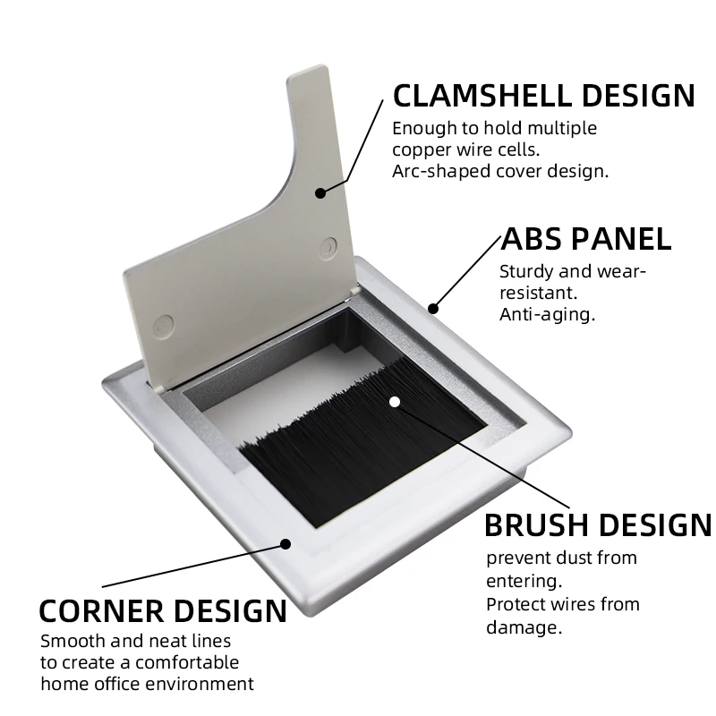 Desktop Abs Plastic Brush Wire Box Office Organizer Pc Computer Desktop Table Cable Cover  Organization Outlet Cover Plug Holder