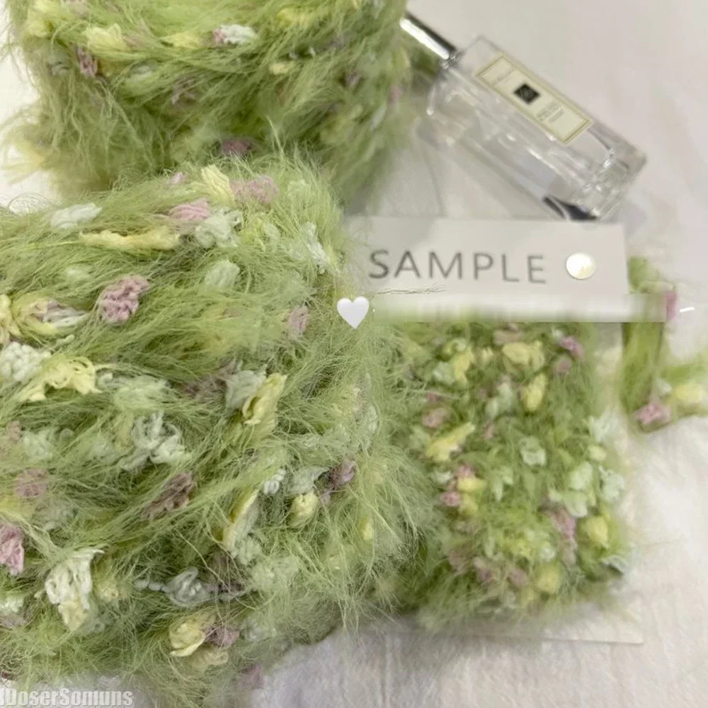 100g Diy Hand Mixed Knitting Yarn Handmade Crochet Stick Needle Green Flower Thread Woven Bag Hair Loop Yarn Decor Garden Series