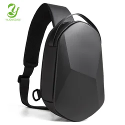 Bolso cruzado con carga USB para hombre, bolsa de hombro masculina, impermeable, de pecho, de viaje corto, diseño EVA, 3,0