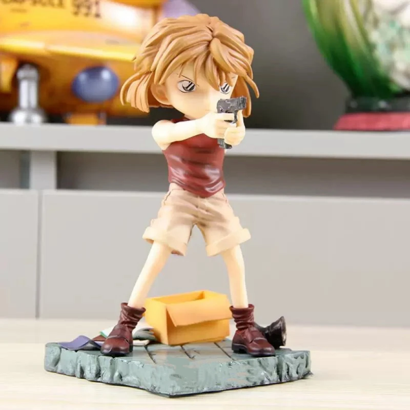 

18cm Anime Detective Conan Action Figures GK Gun Raising Haibara Ai Theater Figure Model PVC Statue Collection Gifts Toy