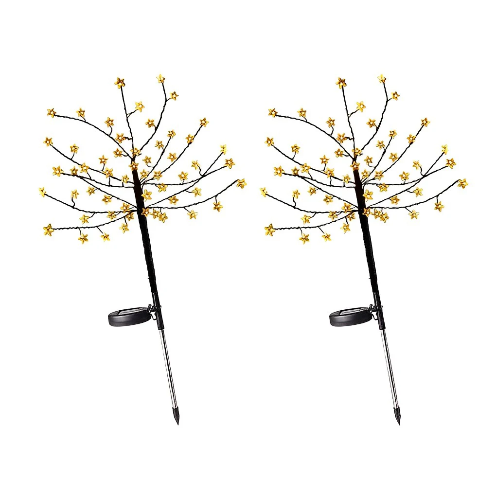 1 Pair Pentagram Lamp Solar 56 LEDs Blossom Tree 600mAh Battery Garden Limb Branch Waterproof Floor Light Landscape