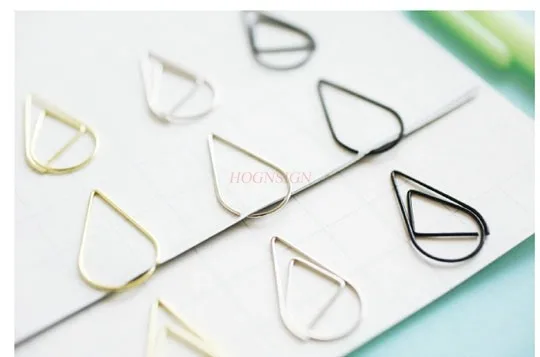 50pcs Cute Water Drops Paper Clip Office Supplies Creative Looper Bookmark Looper Clip