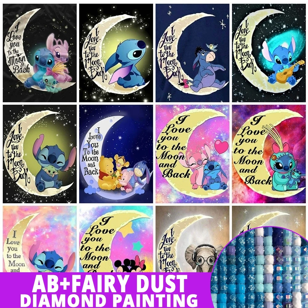 AB Fairy Dust Diamond Painting Disney Cartoon Theme Cross Stitch Analyst ricamo mosaico Moon Wall Decor regalo fai da te trapano completo