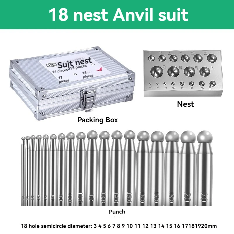 Steel Mold Jewelry Gold Making Tool Nest for Punch Nest Anvil Set Gold and Silver Ring Bracelet Bell Processing Tools