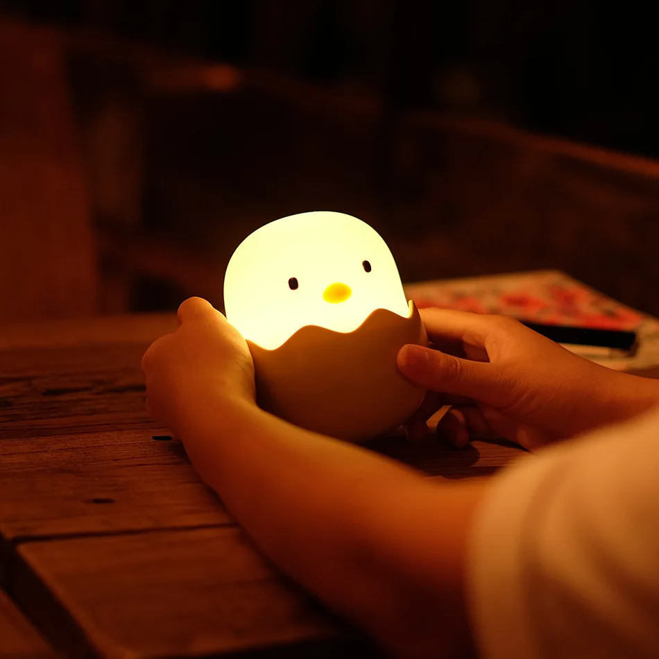 Duck Silicone Night Light for Children With Timer Usb Rechargeable Dimming Touch Lamp Sleeping Bedroom Cartoon Animal Decor Gift