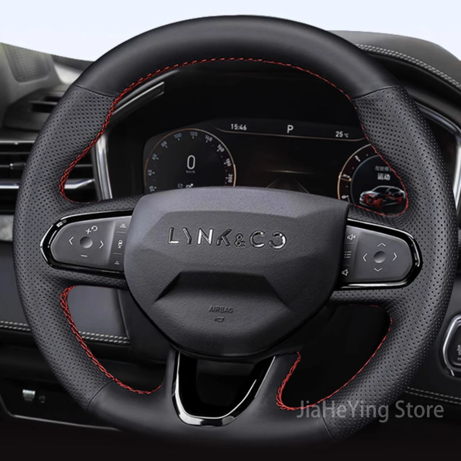 Suitable for LYNK&CO 03+ 06 01 05 02 09 New Energy Leather Hand Sewn Steering Wheel Cover Accesorios Para Auto