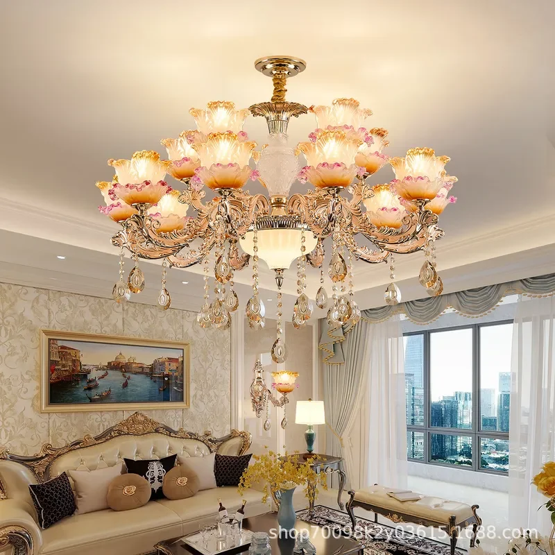 Modern Crystal Chandelier for Living Room Dining Hall Villa French Style Luxury Pendant Light Fixture Home Decor