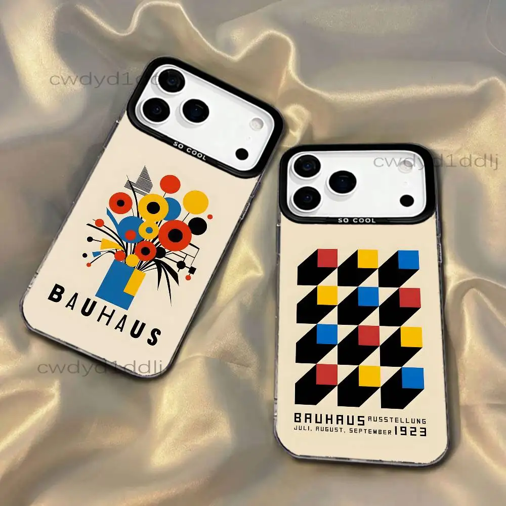 

G-Geometric Bauhaus Pattern Art Phone Case For iPhone 17,16,15,14,13,12,X,8,Pro,Max,Plus,SE4,Air,Mini HD Black IMD Matte