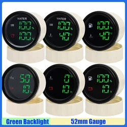 New Dual 52mm Gauge with Alarm Digital Green LED Water Level+Sewage Level Meter Fuel Level Water Temp Meter Volt 12V24V Custom