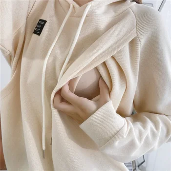 Autumn Moms New Winter Pregnancy Photoshoot Shirt For Pregnant Women Breastfeeding Hoodie Sweater Maternity Tops Nursing Clothes