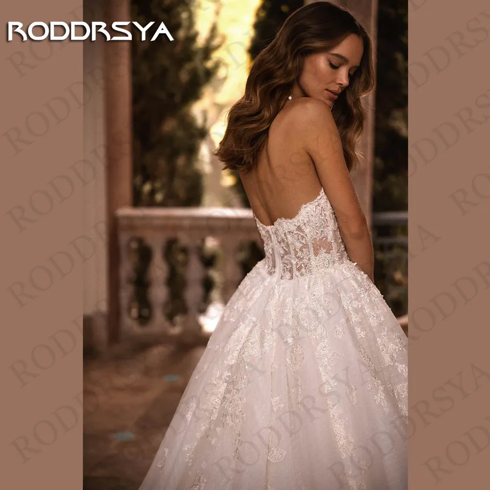 RODDRSYA-Robes de mariée en dentelle dos nu A-ligne, robes de mariée exquises hors de l'initiative, patients, quelle que soit la robe de mariée, 2024 Robes de mariée exquises à épaules dénudées  Sweetheart A Line Backl