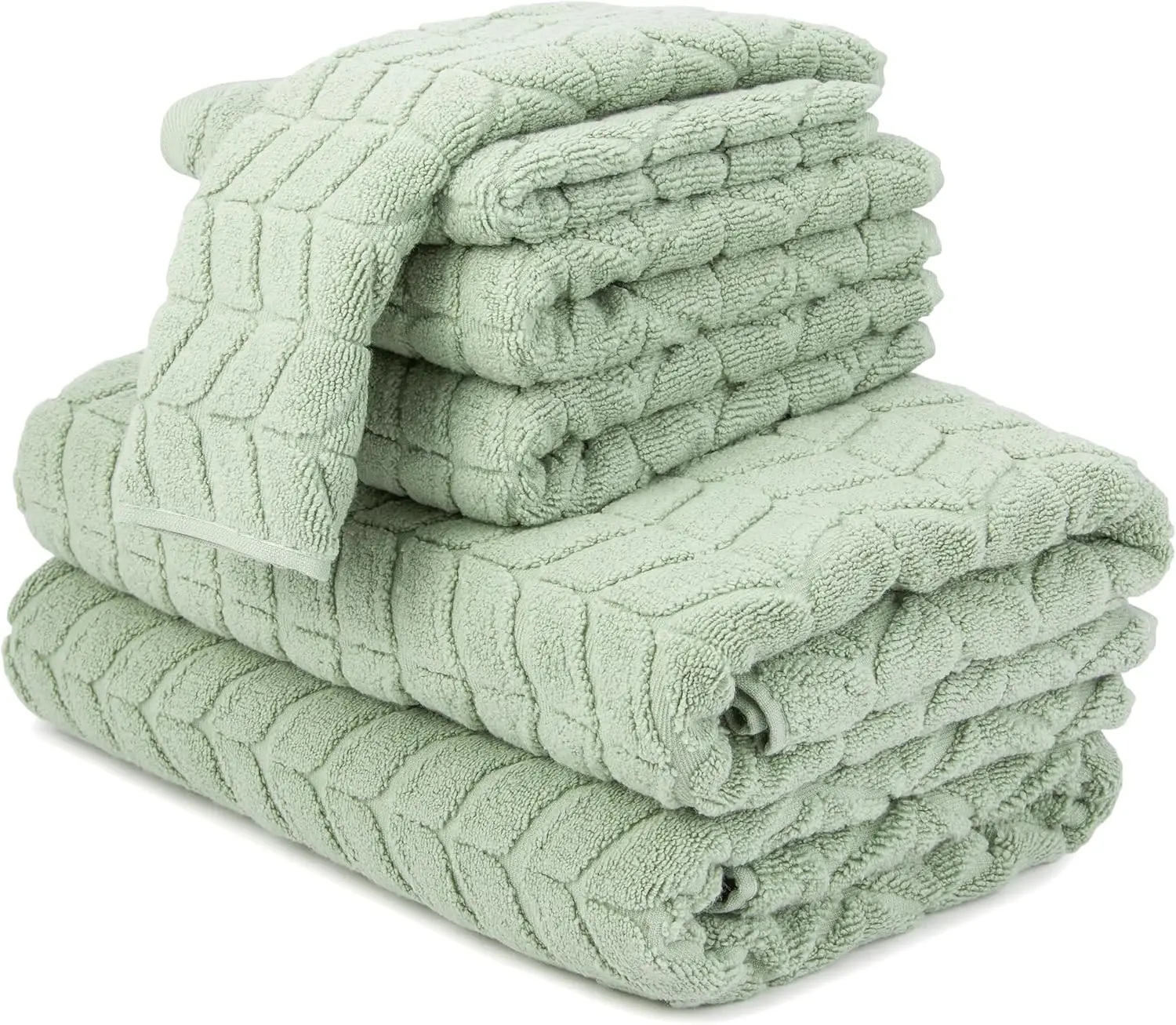 

Ultra Soft Luxury Bath Towels - 700 GSM, Quick Drying & Absorbent - 6 Piece Set in Eucalyptus Green