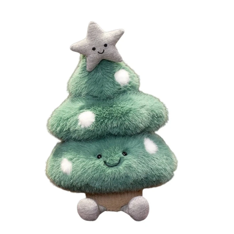 Snowy Christmas Tree Plush Pillow, Festive Soft Stuffed Doll For Holiday Decor, Cute Gift For Women & Home