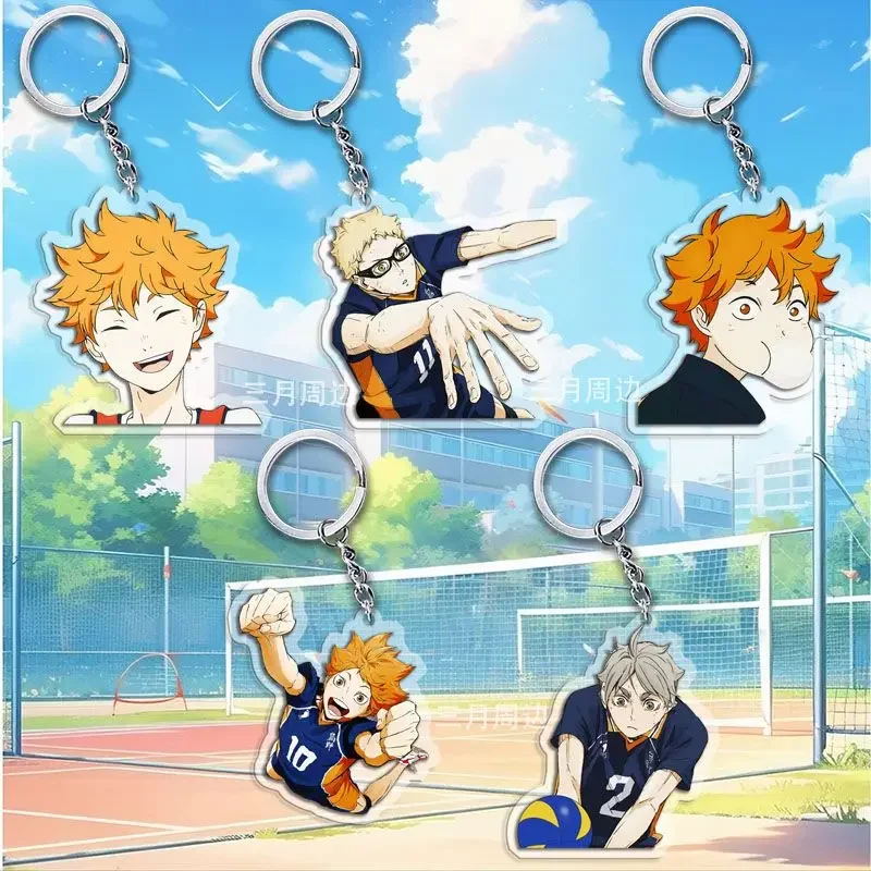 Cartoon Volleyball Boy Keychain High Quality Anime Haikyuu!! Acrylic Key Chain Ring Pendant Accessories Friends Gifts