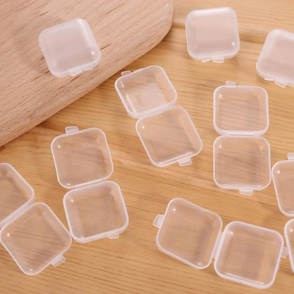 100 Pcs ABS Jewelry Storage Case Finishing Container Mini Storage Box Organizer Portable Square Plastic Case Crafts DIY