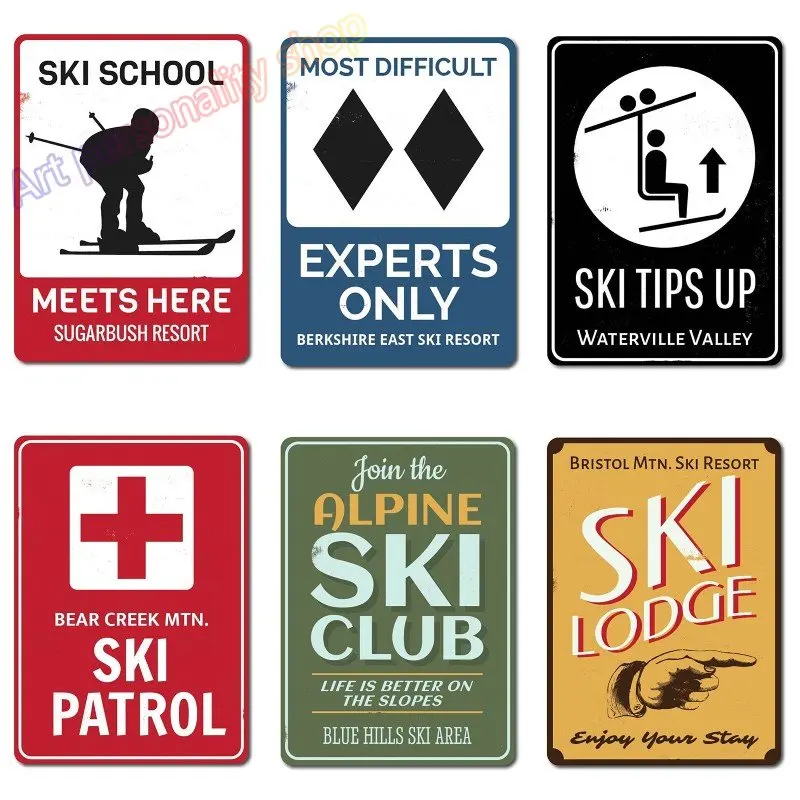 Vintage Ski Signs - Ski Lift Unload Here Great Ski Lodge Decor Ski Condo Decor and Mountain Cabin Decor and Gift 8x12inch