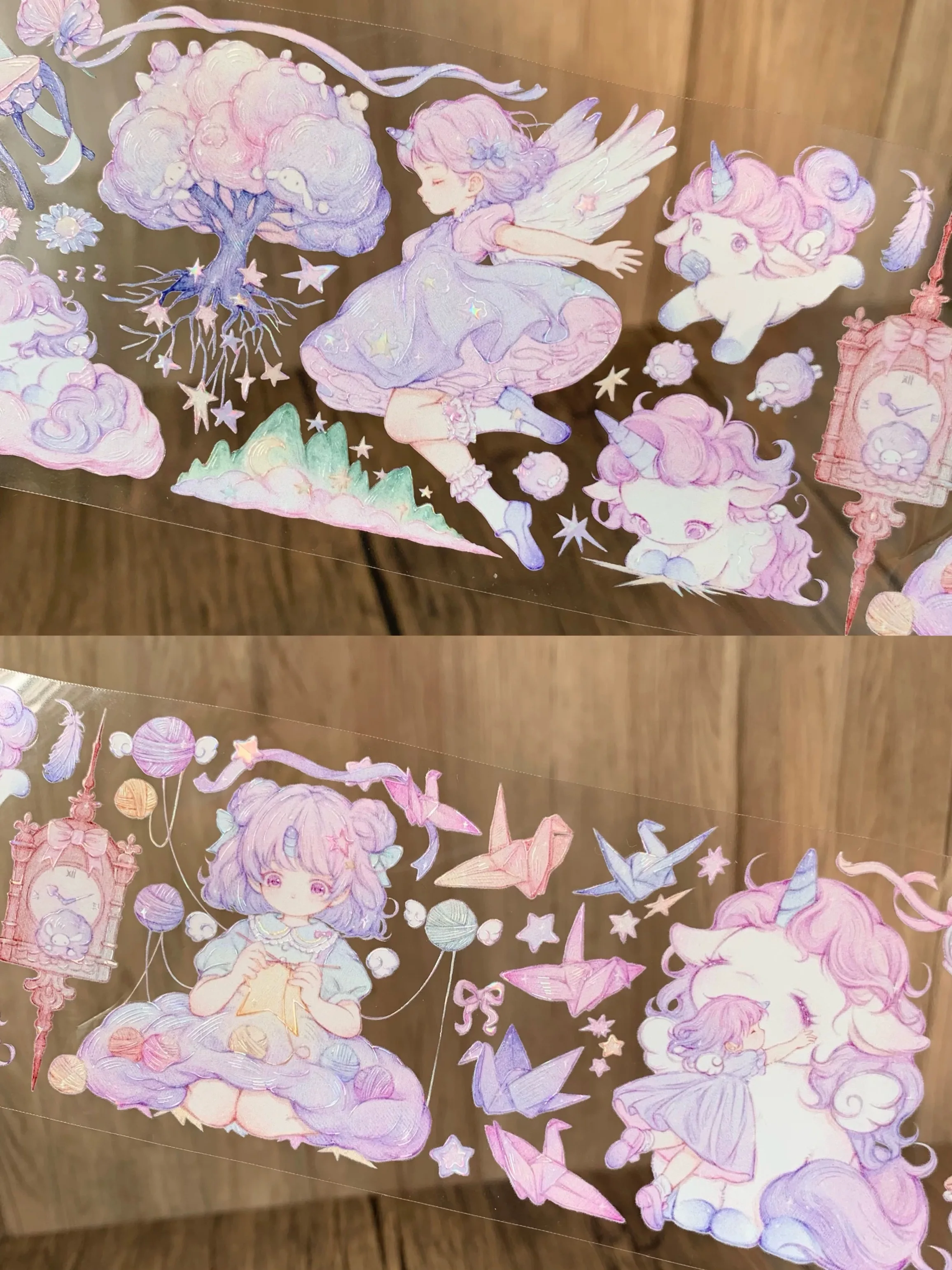 

Dreamy Pink Girl Unicorn Shiny Shell PET Tapes Craft Supplies DIY Scrapbooking Card Making Decorative Plan Sticker