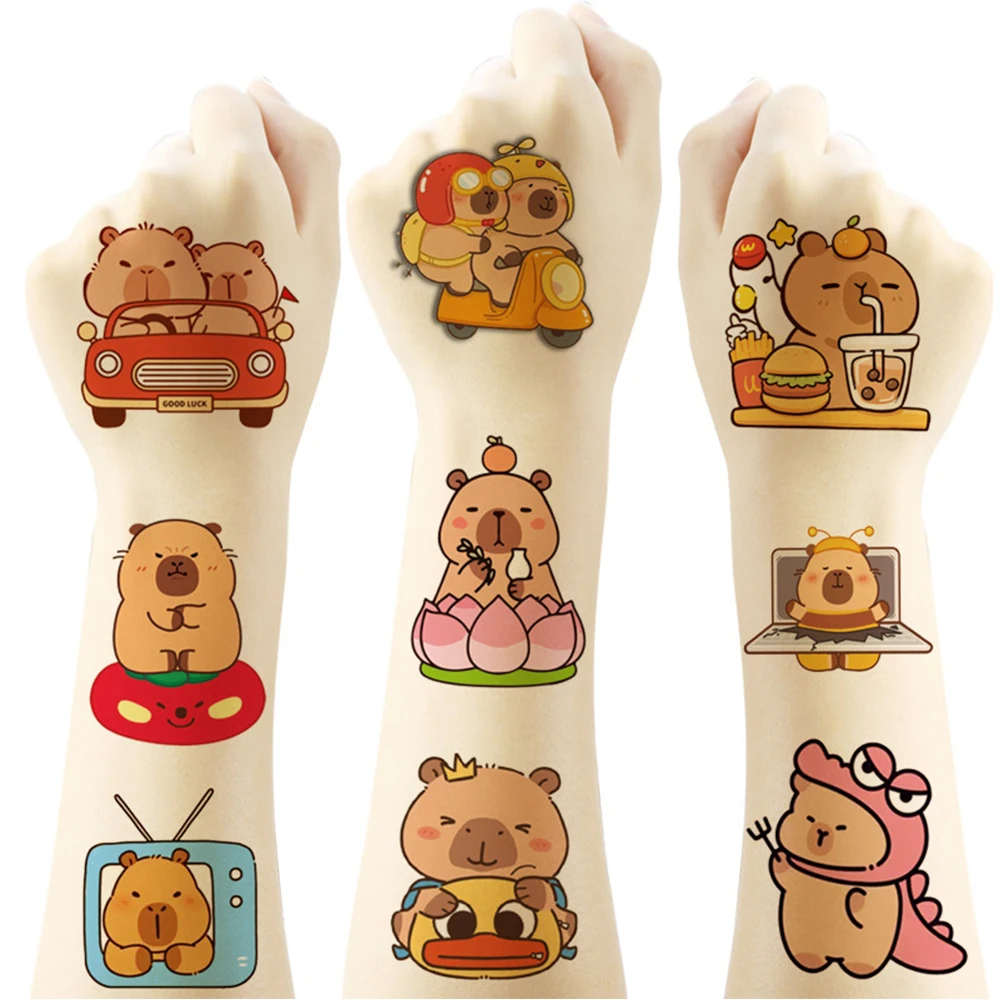 

20pcs NEW Capybara Waterproof Tattoo Stickers Funny Cute Animal Cartoon Temporary Tattoo Sticker Pack for Kids Birthday Gift