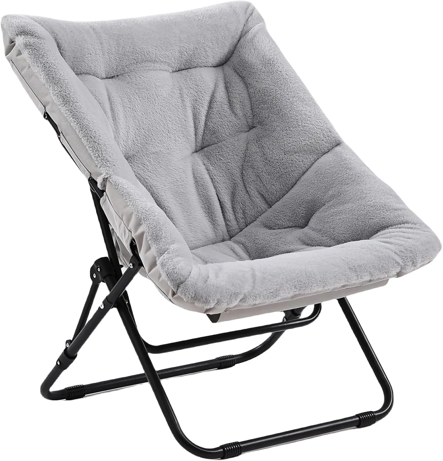 

Soft Faux Fur Oversized Folding Chair, Flexible Lounge Lazy Chair for Adults Kids, Metal Frame Moon Chair
