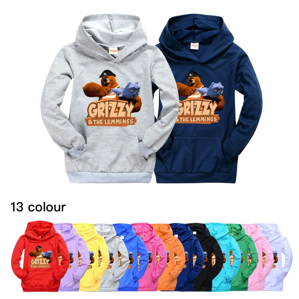 Wenig Baby Kinder T-shirt Hoodie Grizzy und Die Lemmings Jungen Mit Kapuze Top Herbst Kleidung für Kinder Baumwolle Nette Sweatshirt Kind hemd