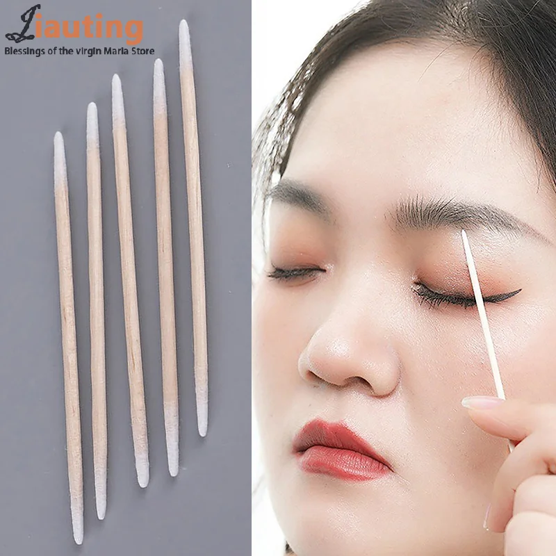 100Pcs Disposable Double Head Cotton Swab Women Makeup Cotton Bud Tip For Medical Wood Stick Nose Ears Cleaning Health Care Tool