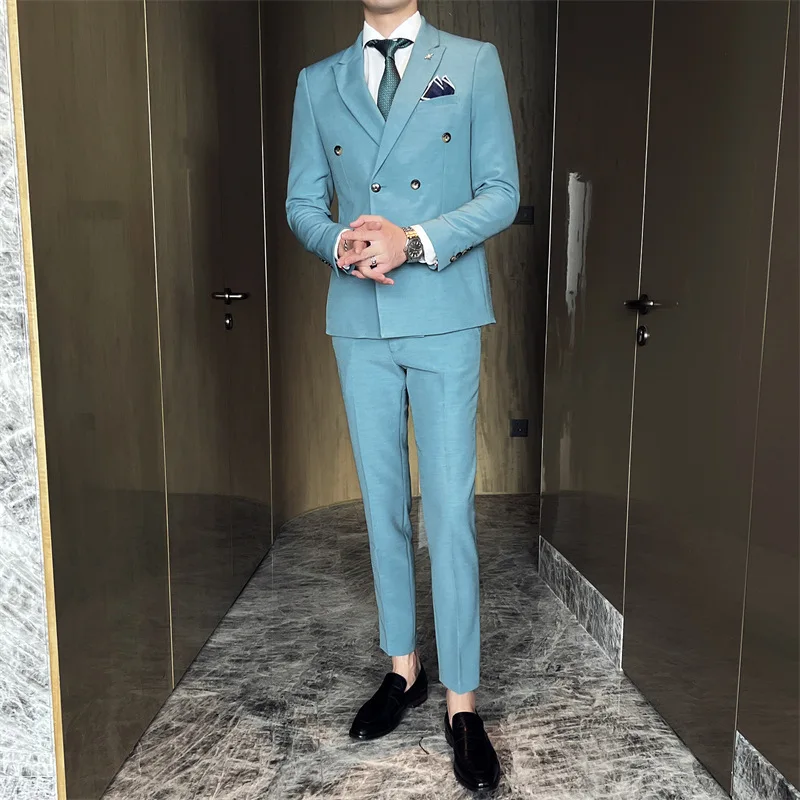 

B528-Suit groom wedding suit men's slim business suit British style wedding suit free ironing