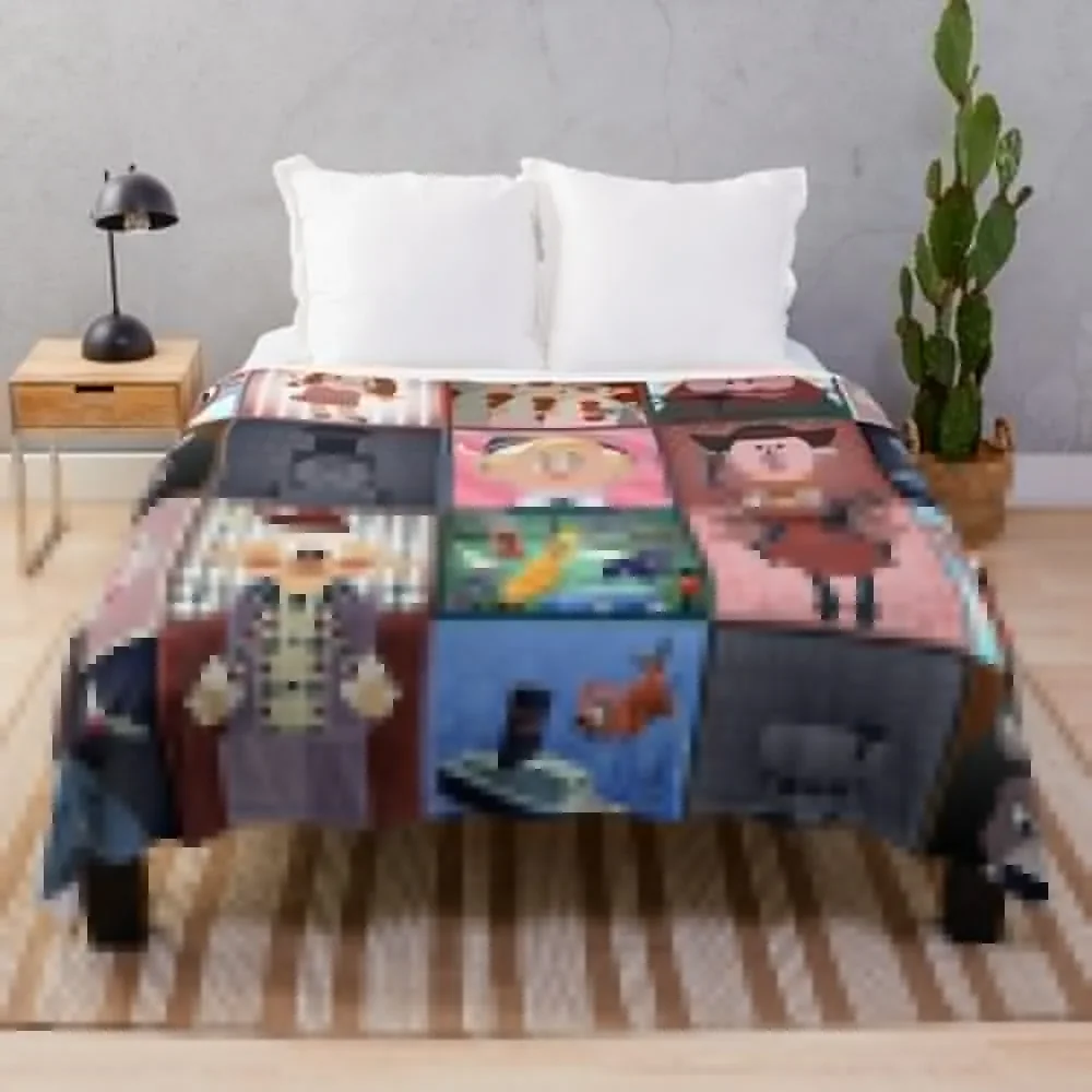 

Misfit Squares Throw Blanket Plaid on the sofa Soft Blankets