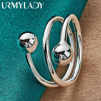 URMYLADY – bague Double tête ronde en argent Sterling 925 pour femmes, bijoux de charme à la mode pour fête de mariage