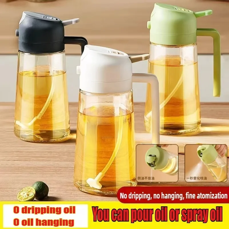 Camping Cooking Oil - オリーブオイルスプレーボトル、オイルボトル注ぎ口付き、調理用オイル、スパイス、キャンプ用ディスペンサー、自動蓋付きスパイスシェーカー