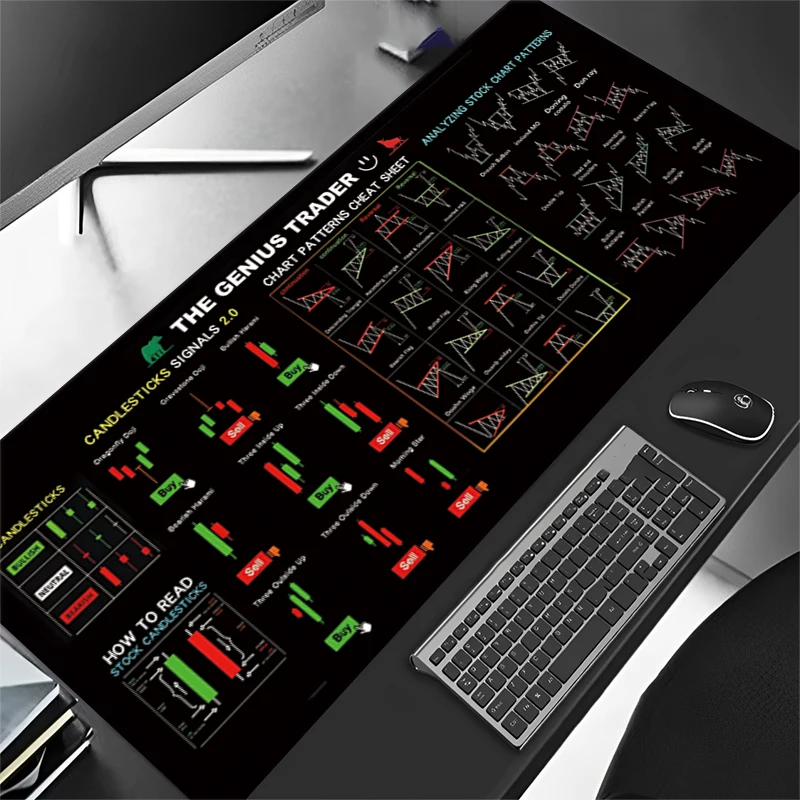 

Большой игровой коврик для мыши Stock Market Chart с узором XXL, коврик для мыши с клавиатурой для геймера на столе, скоростной настольный коврик, коврики для мыши 100x50 см