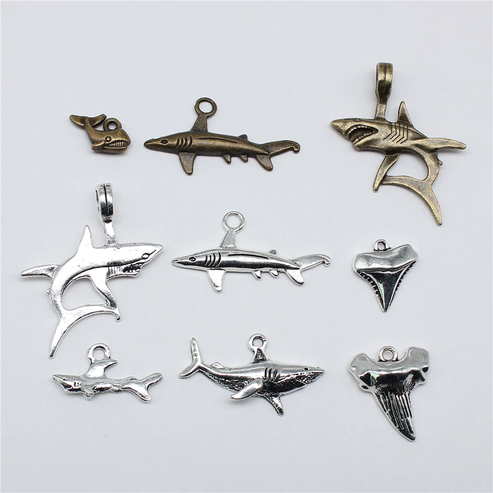 10 sztuk Shark Charms do tworzenia biżuterii ryby Charms wisiorek życie morskie zwierzęta morskie Charms DIY rzemiosło dokonywanie ustaleń