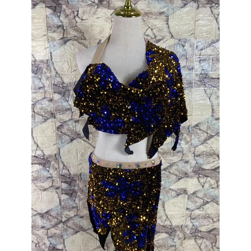 Customized New Belly Dance Costumes Inspirational Sexy Set Flash Performance Dress Competition Team Dress