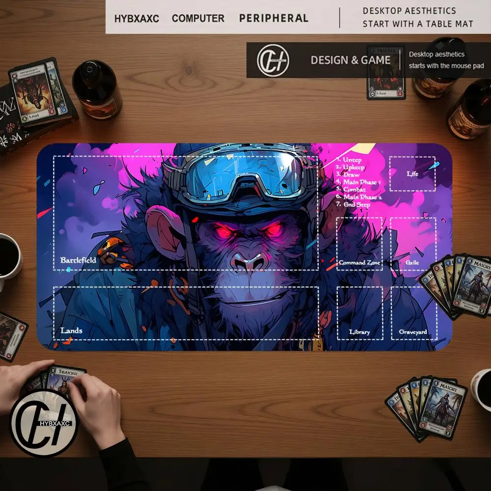 

HYBXAXC Cyber Monkey TCG Playmat Mouse Pad Non-Slip Rubber Desk Mat for Card Game Players
