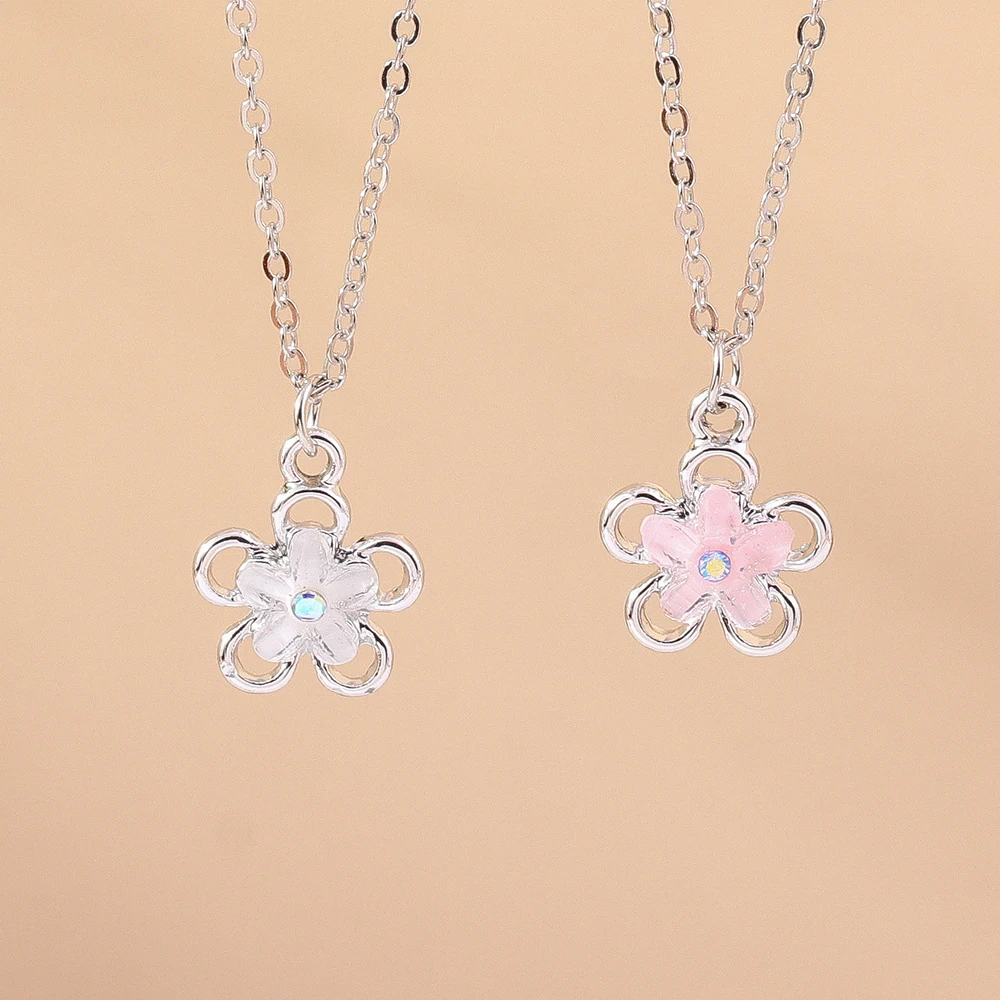 Aihua Y2K Silver Color Crystal Flower Cat Bear Butterfly Bowknot Necklace for Women Girls Delicate Necklace Jewelry Gifts view 3