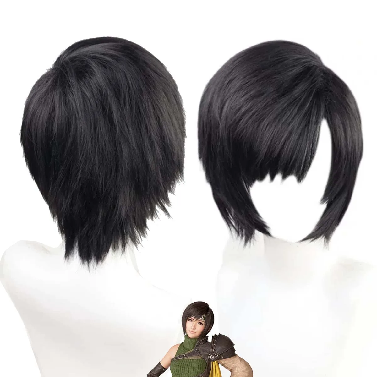 

Women Final Fantasy VII FF7 Yuffie Kisaragi Cosplay Short Black Wig
