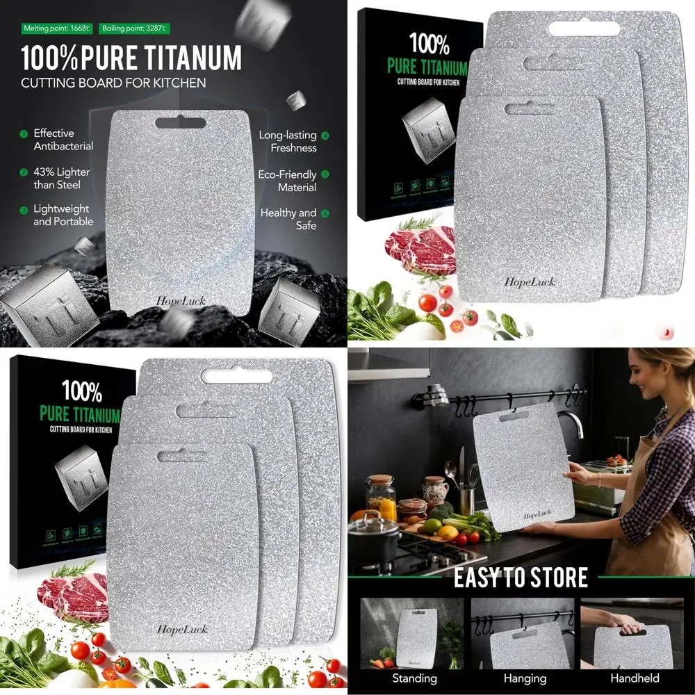 

Тройные титановые кухонные разделочные доски, чистый 100% титан, двусторонние, 16x11, 13x9, 9x6