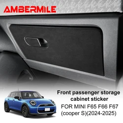 Co-pilot Storage Box Sticker for Mini Cooper S F65 F66 F67 2024 2025 Car Panel Trim Interior Flannel Suede PU Leather Styling