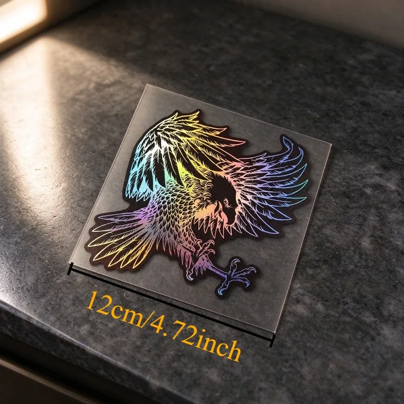 Holographic Rainbow Eagle Wing Vinyl Decal Waterproof Removable Sticker Durable for Bike Helmet Auto Smooth Surface