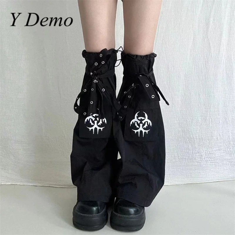 

Y Demo Streetwear Wide Leg Sock Covers Women Adjustable Drawstring Straps Melted Chemical Symbol Leg Warmers