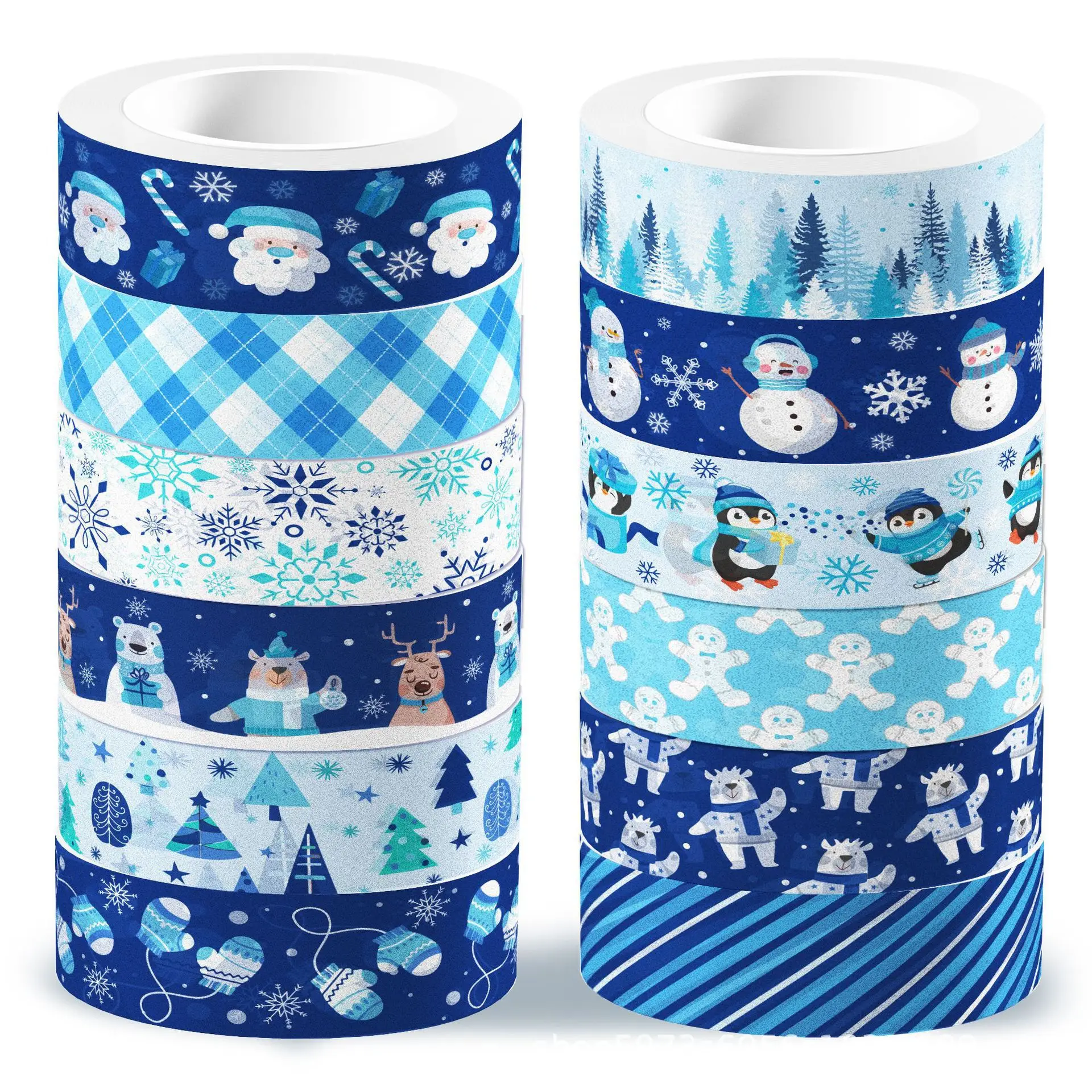 Christmas Snowman Snowflake Transparent Roll Self-adhesive and Masking Tape DIY Manual Account Material Packaging Washi Tape