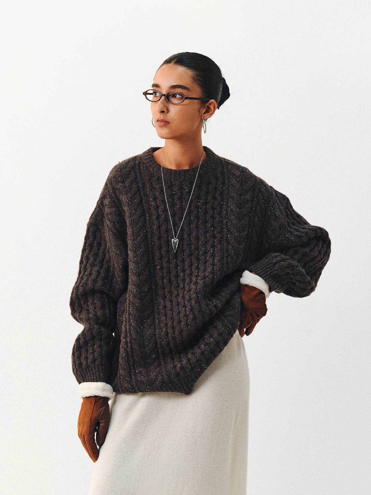 

TAYCO Women's Oversized Knitted Sweater Vintage Sle Long Sve Head over oulder Woolen Yarn 00% Autumn Winter Leisure F...