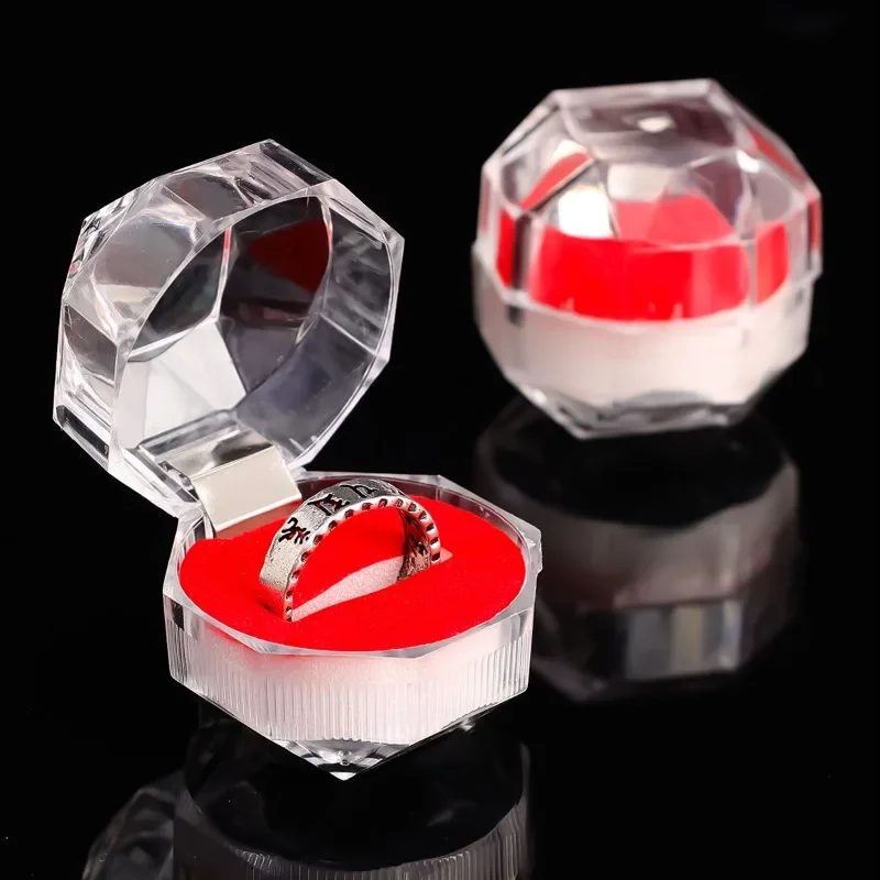 Transparent Package Box Lover Propose Jewelry Packaging Mini Acrylic Crystal Ring Storage Display Box Organizer Case Wholesale
